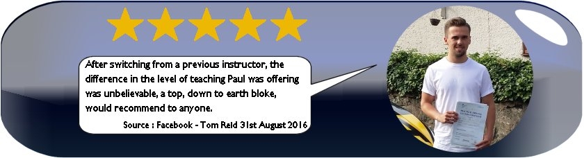 5 Star review of Paul's 5 Star Driving Tuition by Tom Reid August 5th 2016